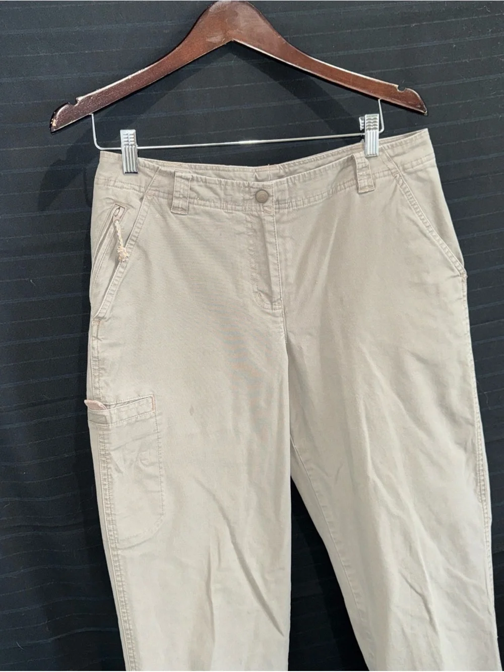 LL Bean Pants Womens 12 Reg Beige Flannel Lined Classic Fit Chino Straight Leg